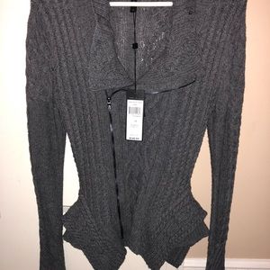 BCBG “Zanzi” Peplum ZIP Up Sweater Size XS